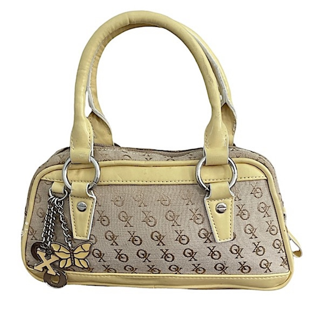 XOXO Pastel Yellow & Tan Butterfly Charm Handbag